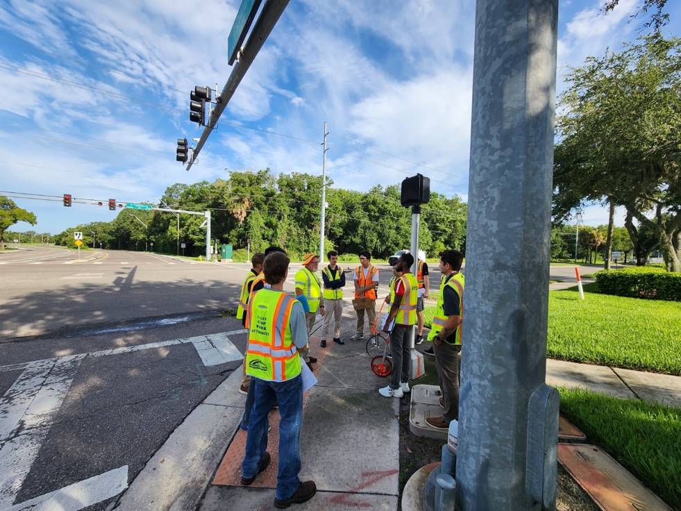 Traffic engineers in the field