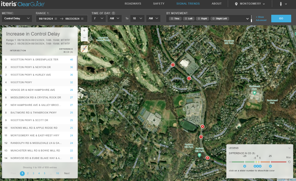 Three of the top ten, including the very top ranked in highest delay, are locations around Wootton High School.