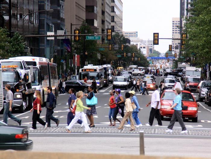 Pedestrians crossing street